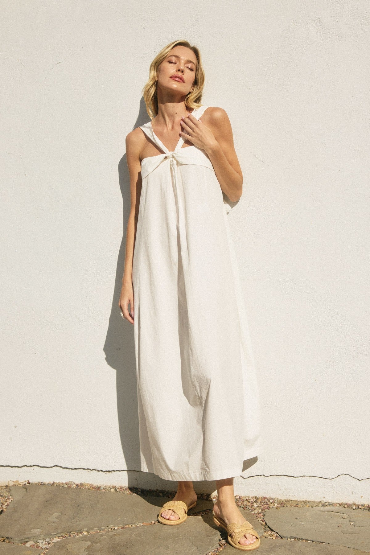 cotton halter neck maxi dress