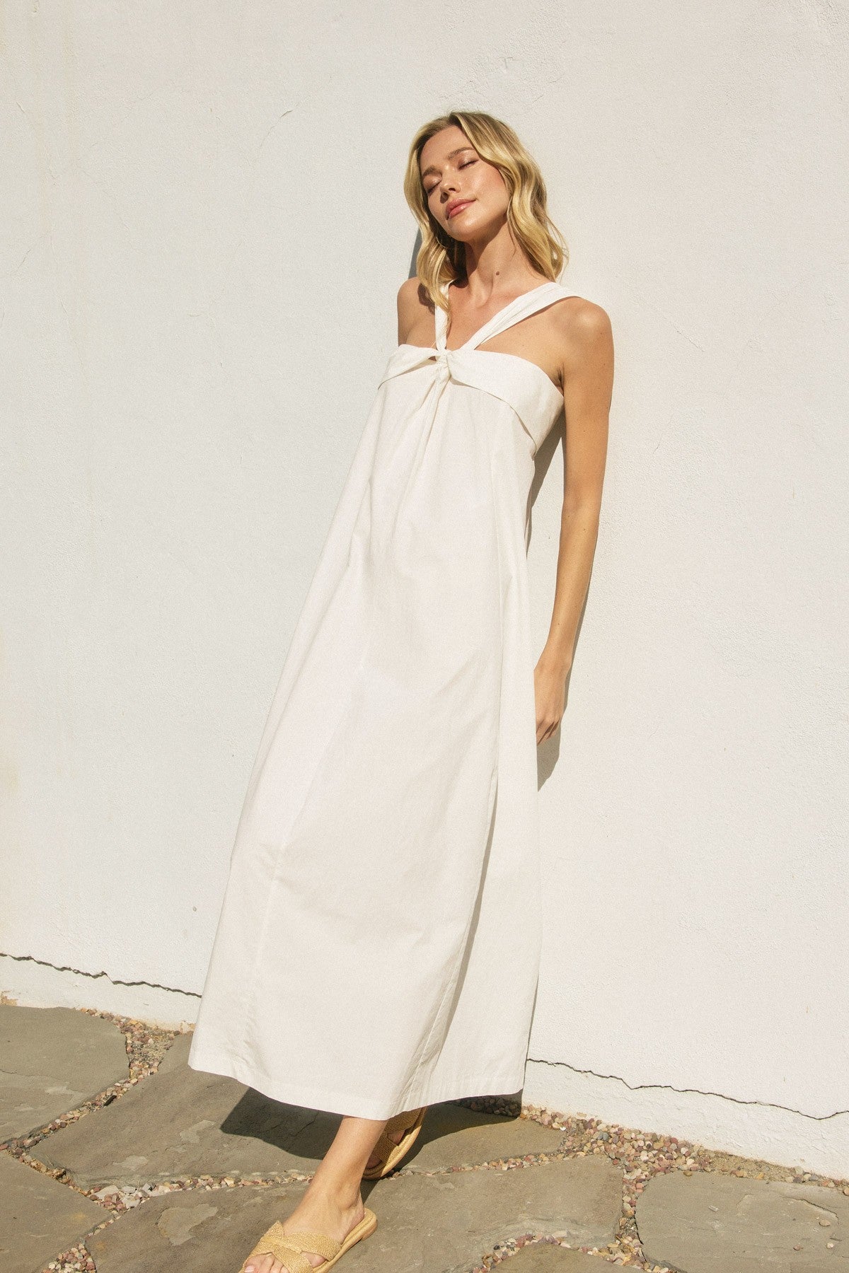 cotton halter neck maxi dress