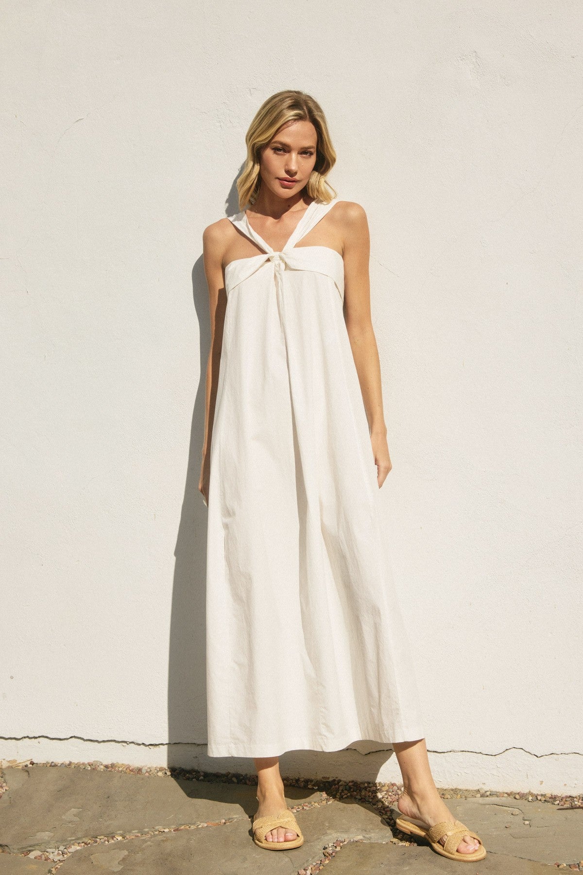 cotton halter neck maxi dress