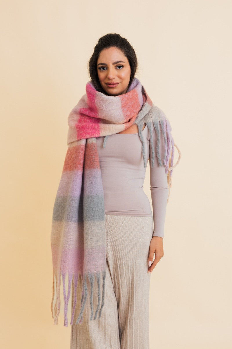 cozy breeze oversized fringe scarf