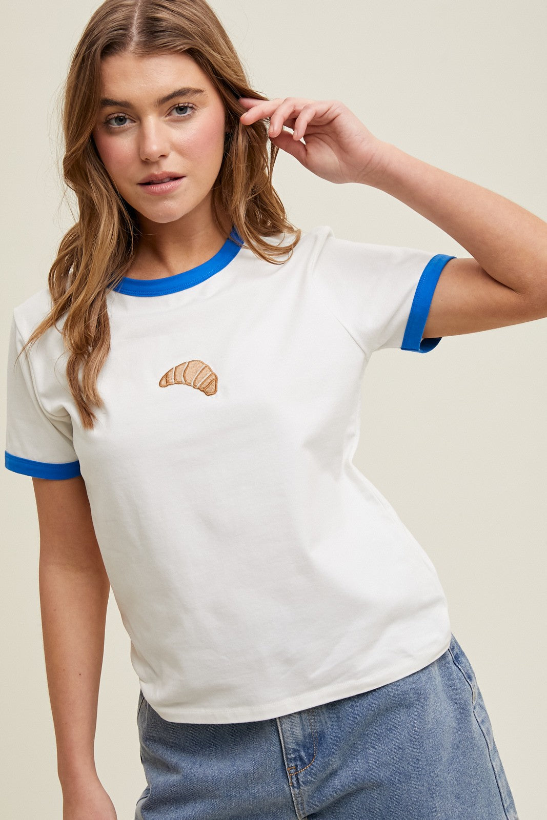 croissant embroidered tee