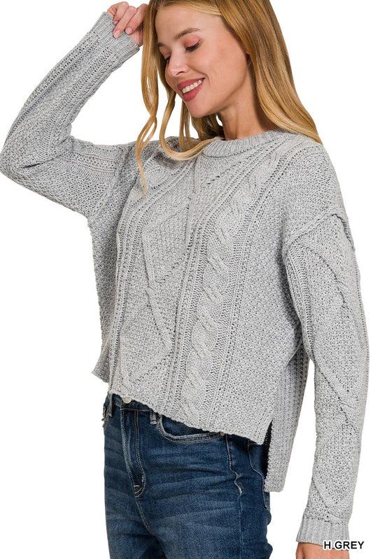 cropped cable knit sweater