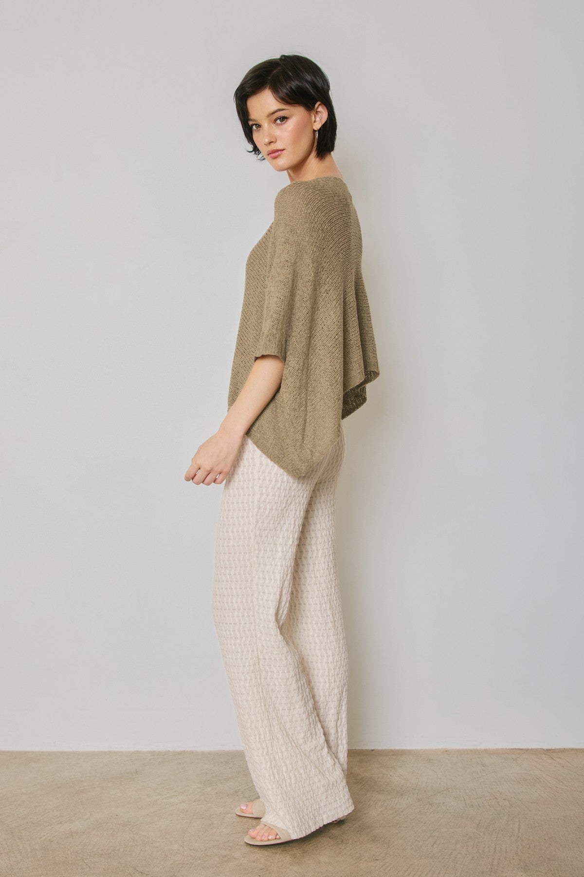 cropped poncho knit sweater top