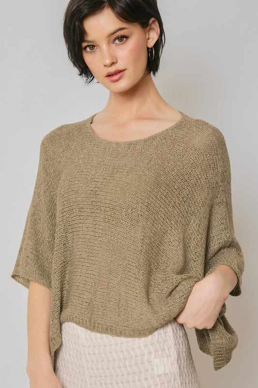 cropped poncho knit sweater top