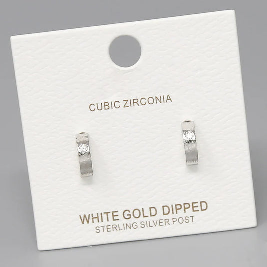 cz embellished huggie hoop earrings