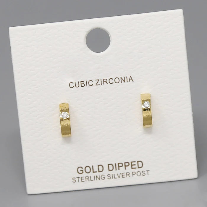 cz embellished huggie hoop earrings