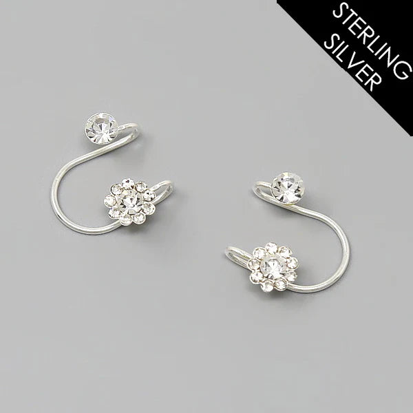 cz flower sterling ear cuff