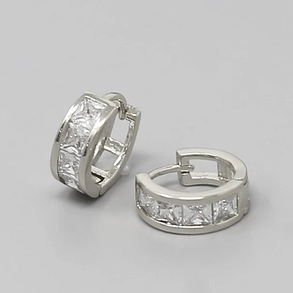 cz pave huggie hoop earrings