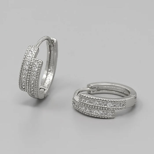 cz pave huggie hoop earrings