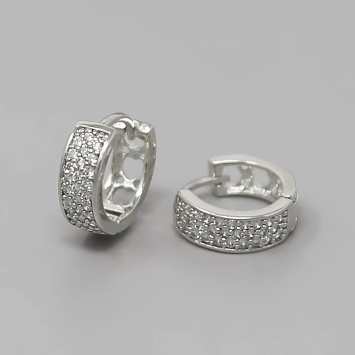 cz pave huggie hoop earrings