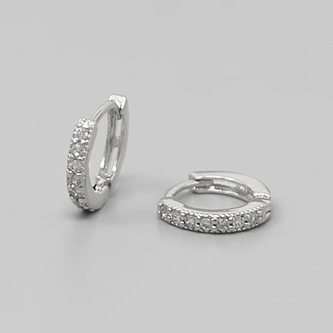 cz pave huggie hoop earrings