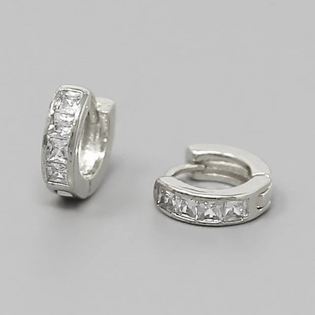 cz pave huggie hoop earrings