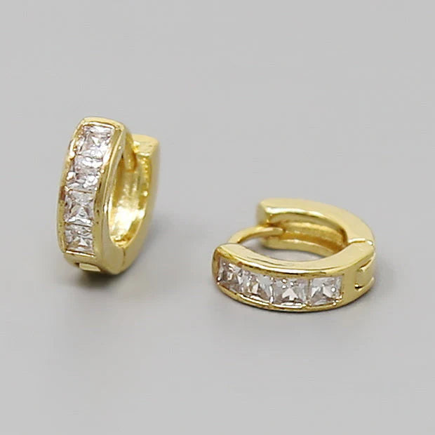 cz pave huggie hoop earrings