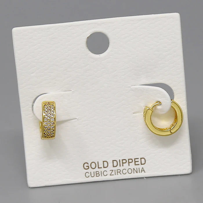 cz pave huggie hoop earrings