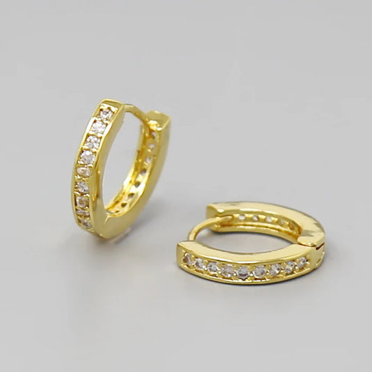 cz pave huggie hoop earrings