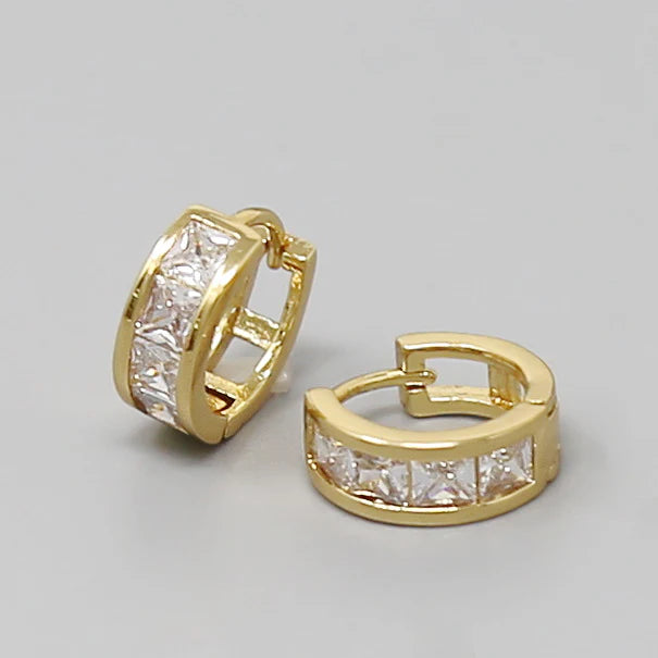 cz pave huggie hoop earrings