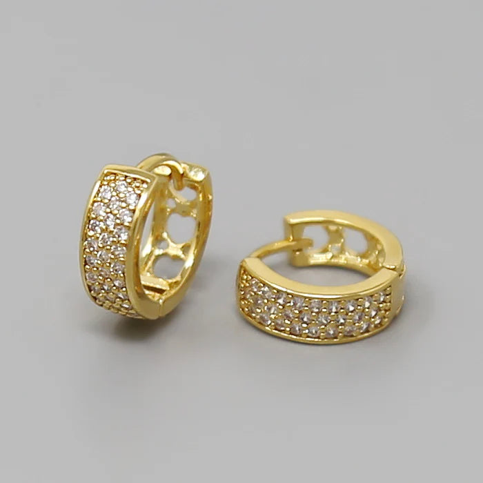 cz pave huggie hoop earrings