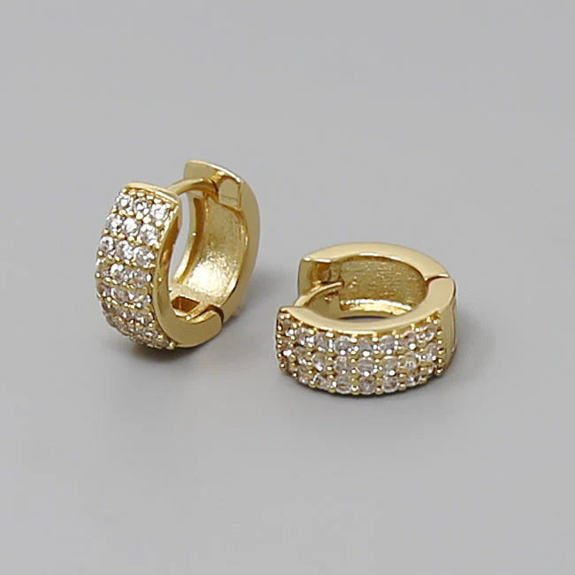 cz pave huggie hoop earrings