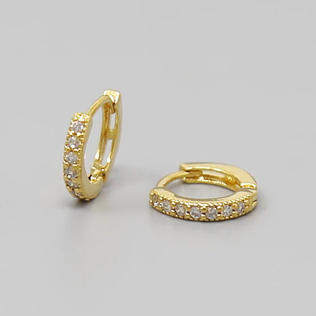 cz pave huggie hoop earrings