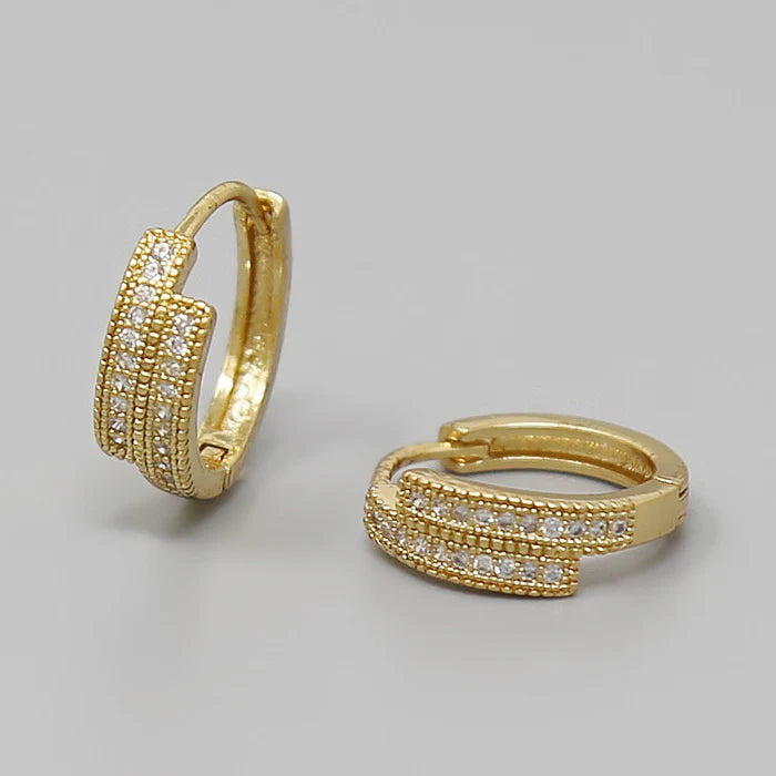 cz pave huggie hoop earrings