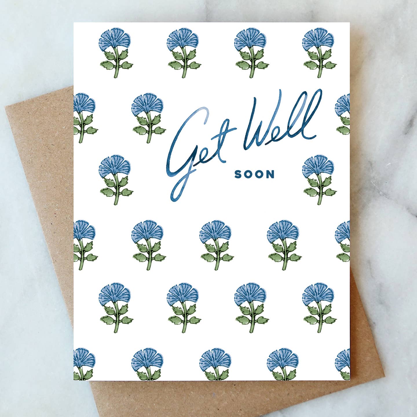 Block Print Get Well Soon Greeting Card