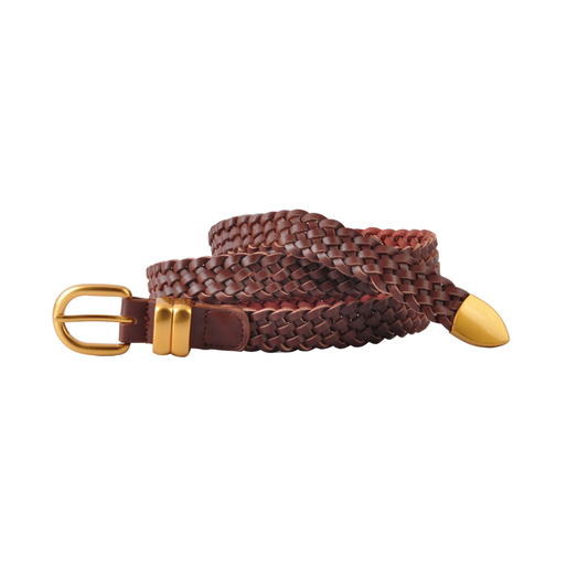 Narrow Leather Braided Belt