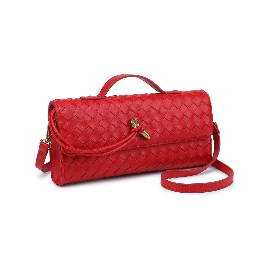 Ada Top Handle Woven East West Clutch Crossbody