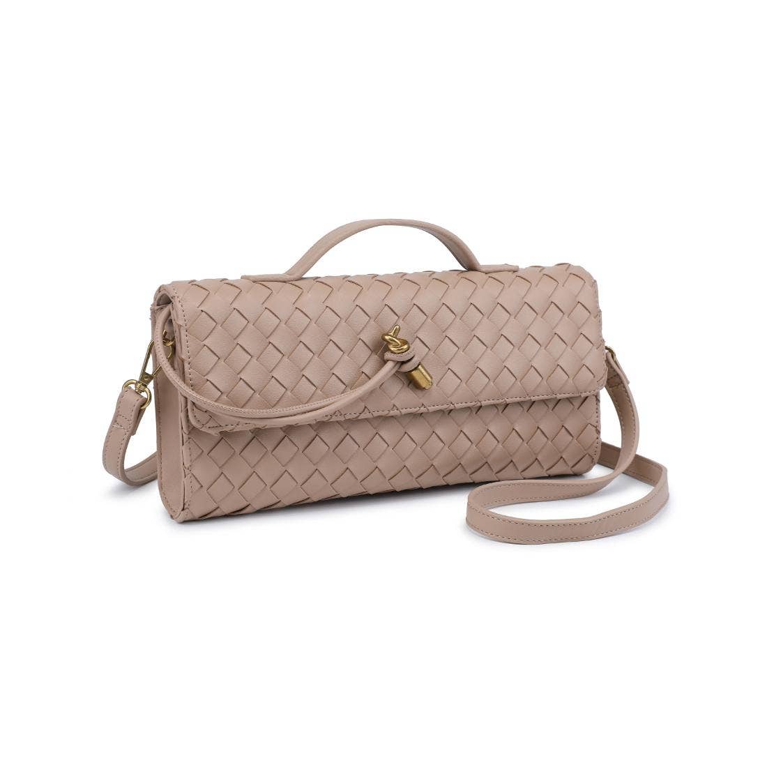 Ada Top Handle Woven East West Clutch Crossbody