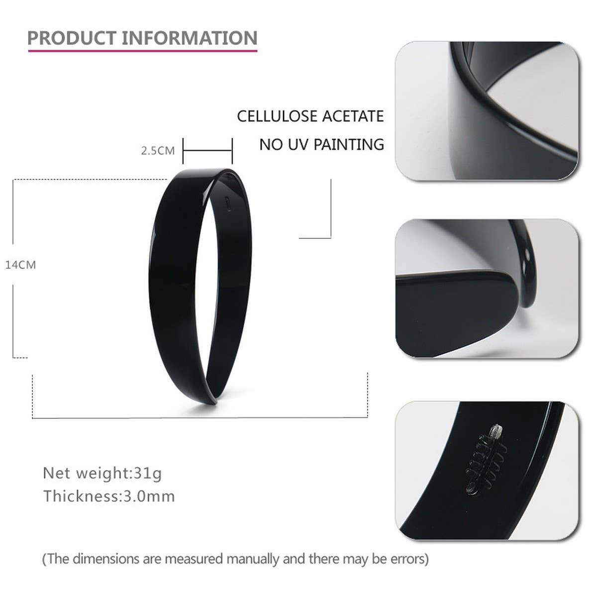 ACETATE RETRO 2.5CM WIDE HEADBAND
