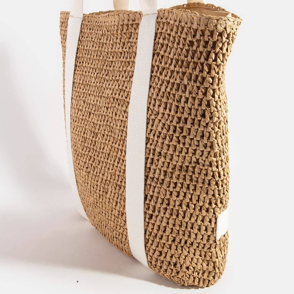 Straw Braided Hat Carrier Tote Bag