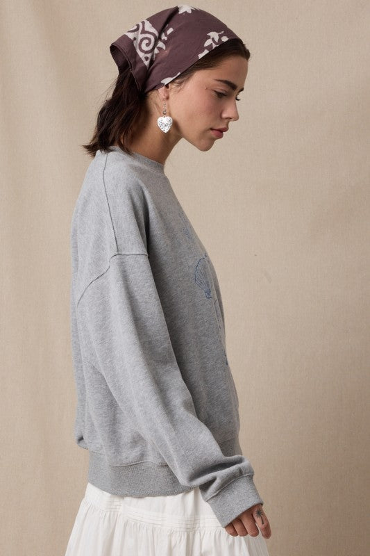 'Sea La Vie' Fleece Knit Top