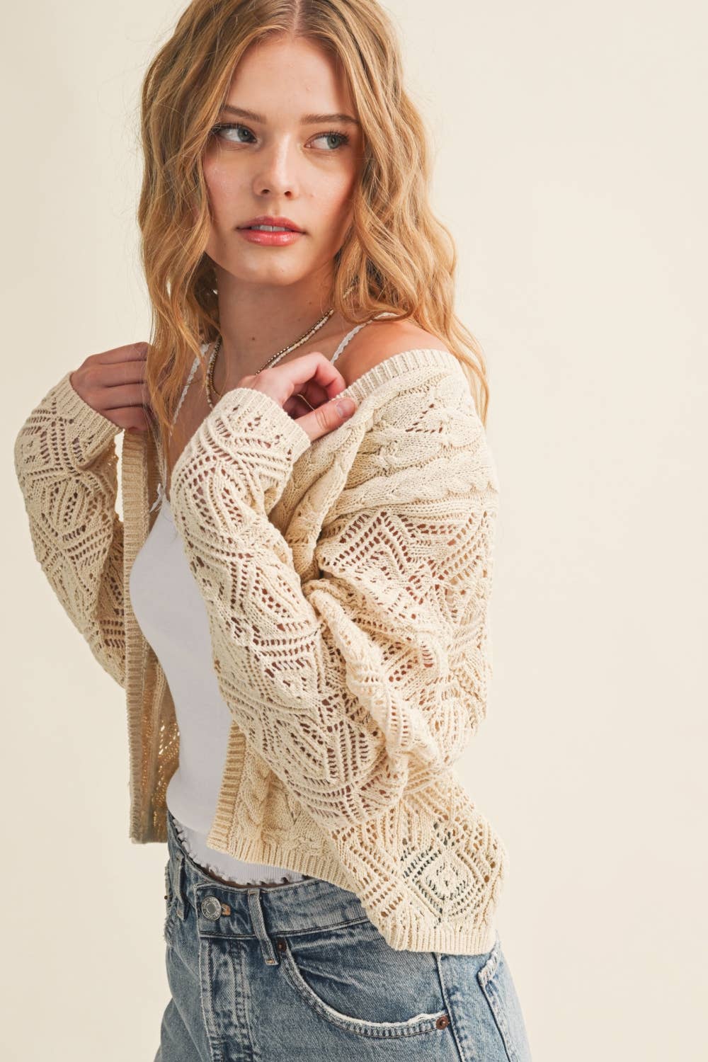 lightweight cable knit cardi