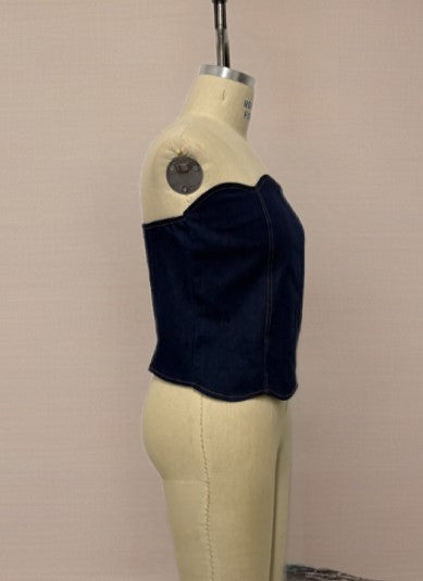 denim scallop hem tube top-curvy
