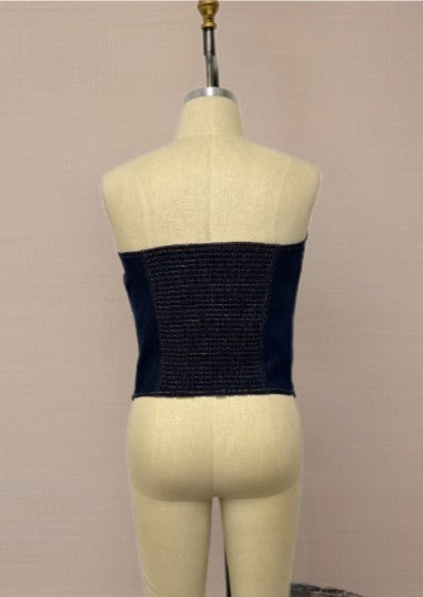 denim scallop hem tube top-curvy