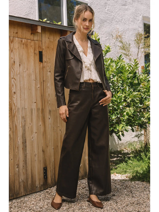 Distressed Faux Leather Pants