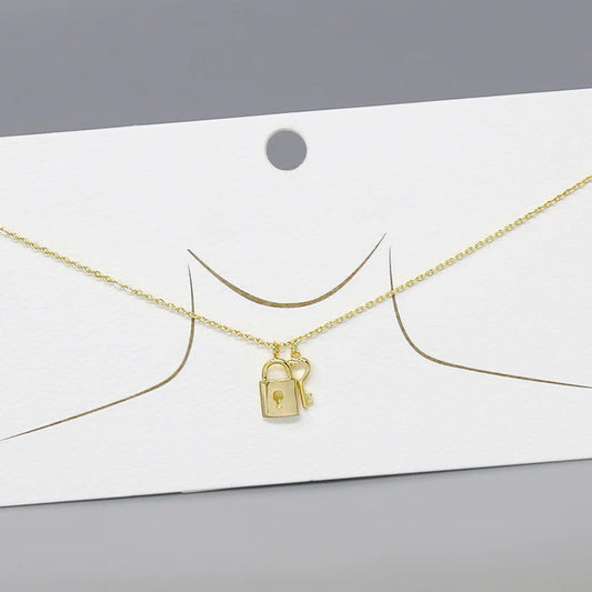 Lock & Key Pendant Gold Dipped Necklace