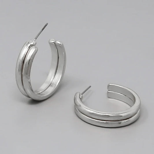 double metal hoop earrings