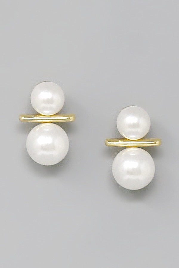 double pearl stud earrings