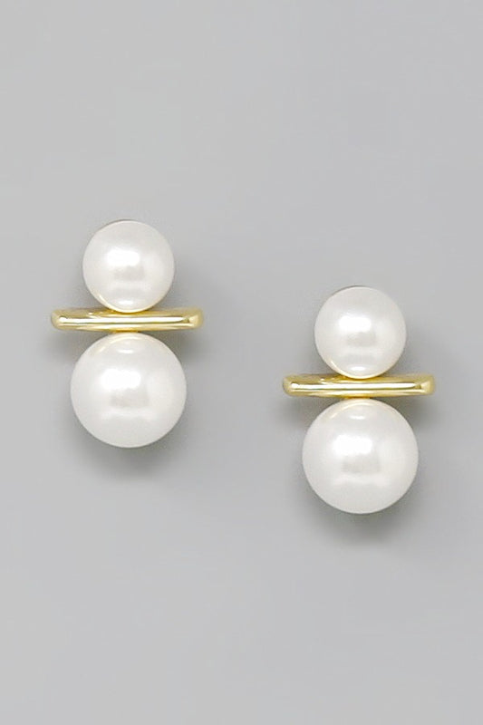 double pearl stud earrings