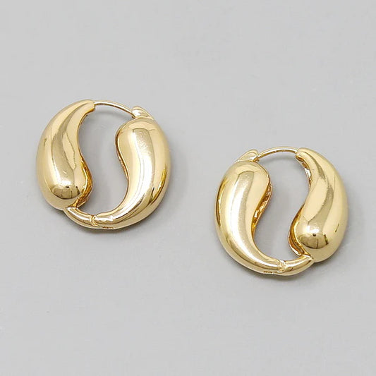 double teardrop metal hoop earrings