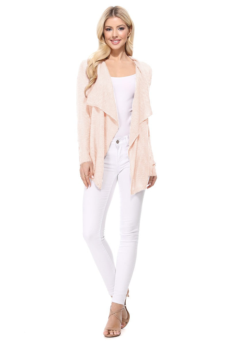 draped collar front sweater cardigan