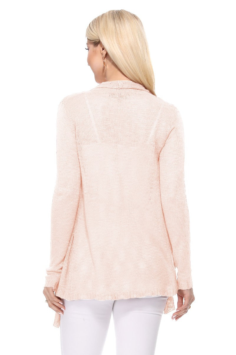 draped collar front sweater cardigan