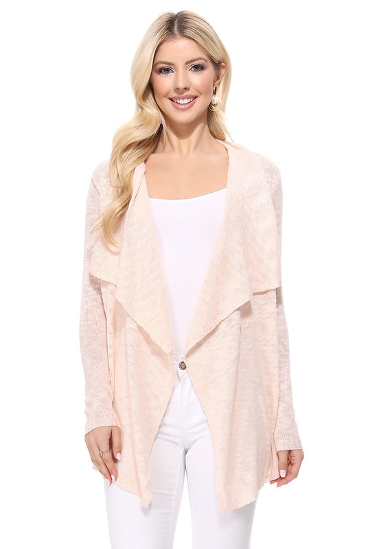 draped collar front sweater cardigan