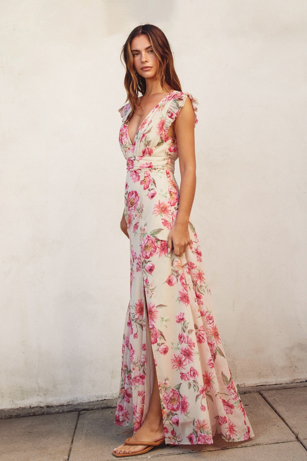 dream girl plunging maxi dress