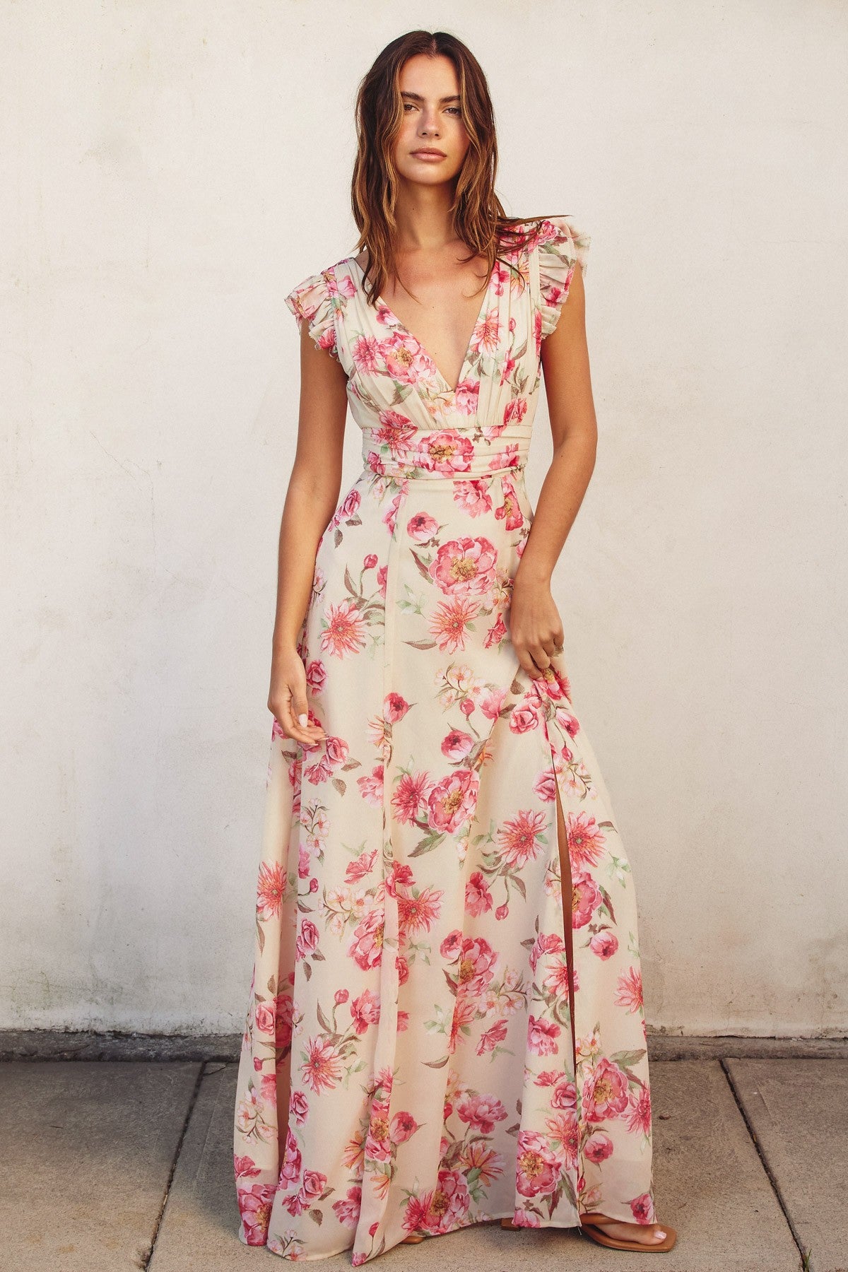 dream girl plunging maxi dress