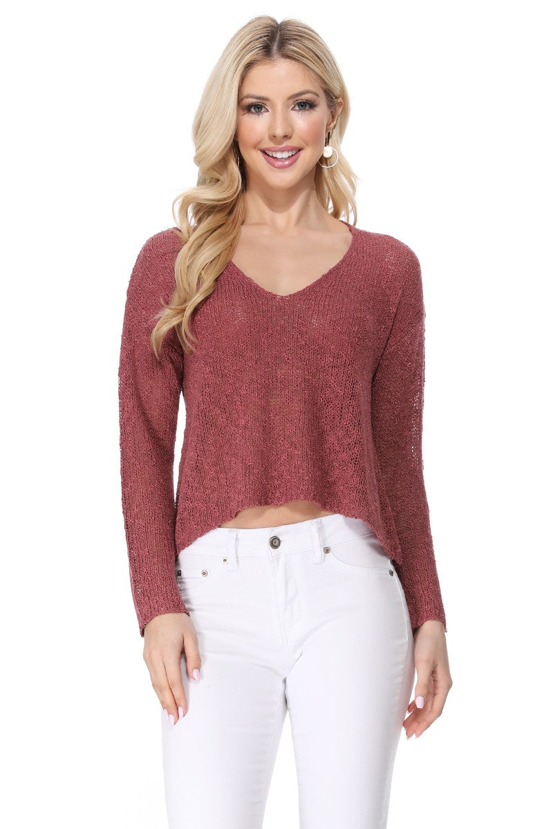 drop shoulder knit crop sweater