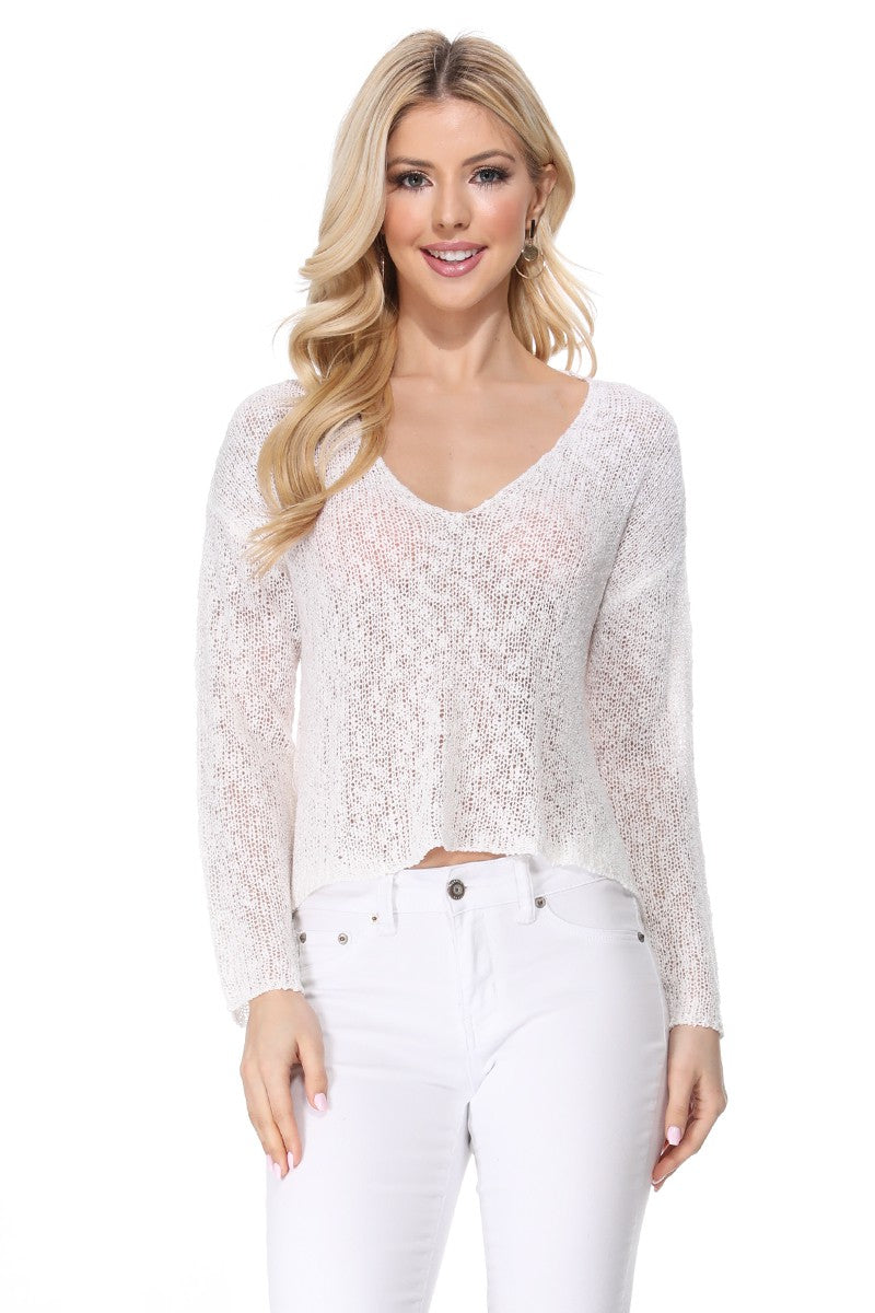drop shoulder knit crop sweater
