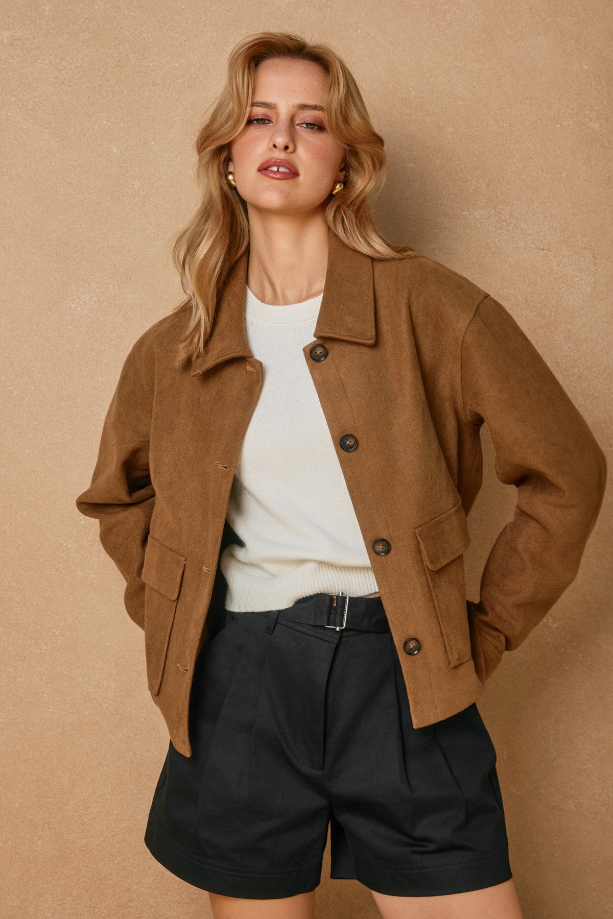 dune hill suede collared jacket