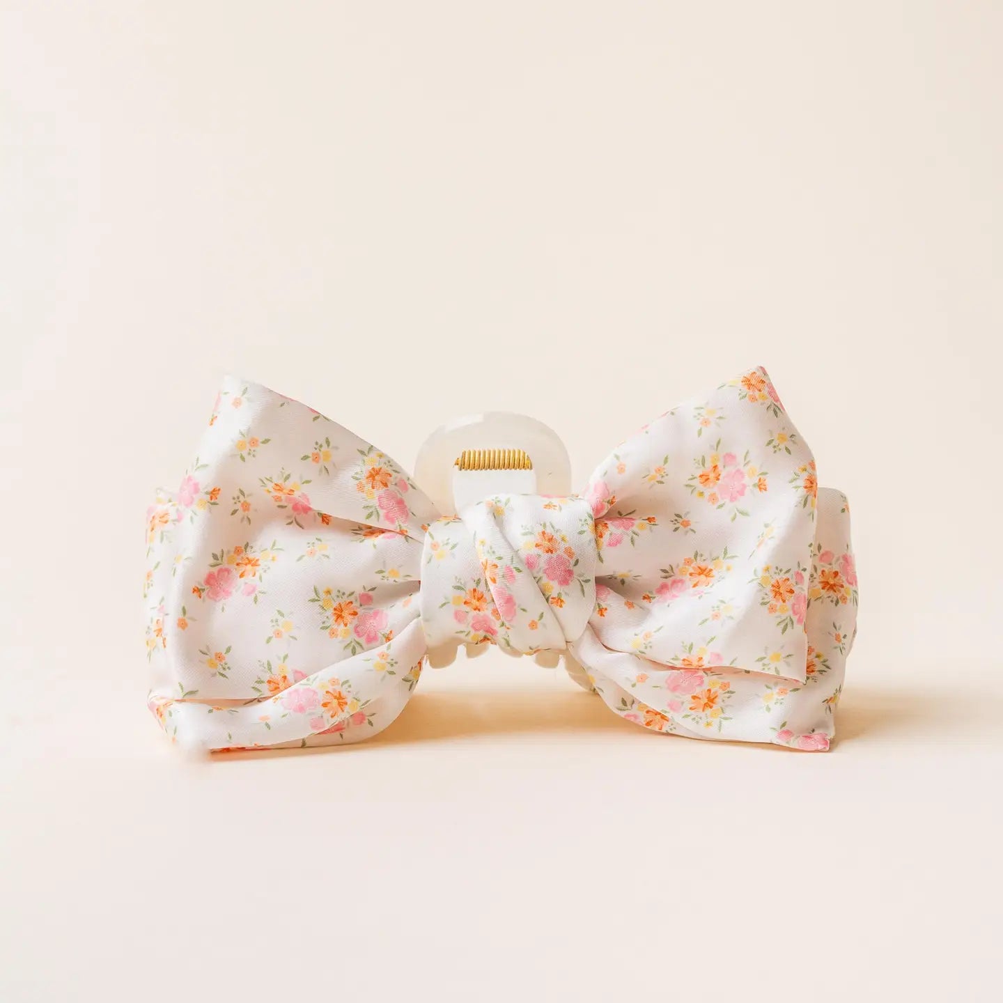 Satin Bow Claw Clip - Floral