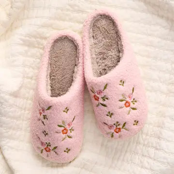 Fuzzy Slippers-Dainty Floral